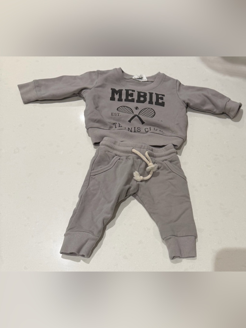 Mebie tennis 0-3m Kids Gray Sweatshirt & Jogger Set